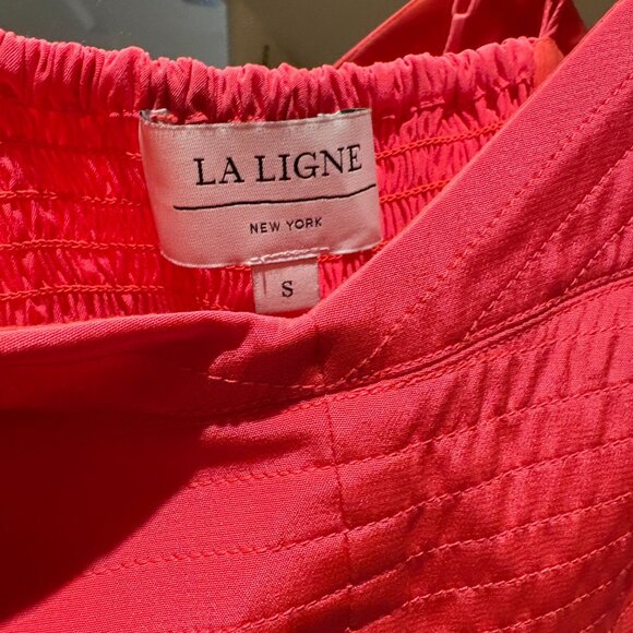 100% Silk La Ligne Melon-Colored Maxi Dress with Sheer Inserts at Hem - Picture 10 of 12